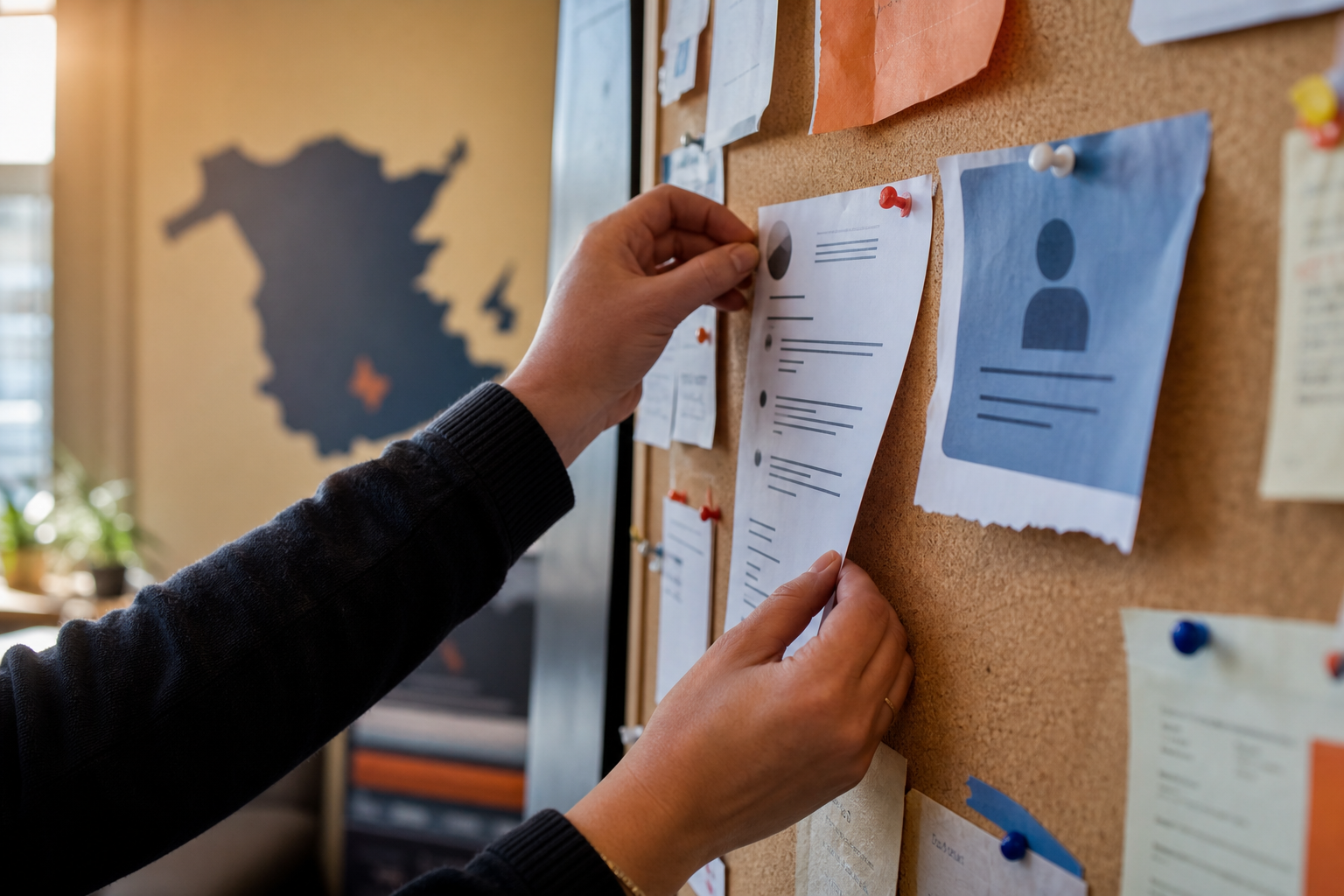Resume and job posting on a community notice board